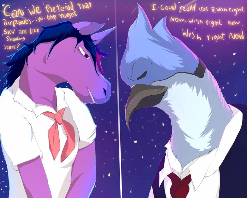 Mordecai and Twilight in Beastar style - meme fanart (2021)